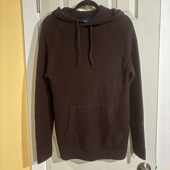 Cozy Brown Knit Hoodie Sweater - Picture 2 of 3